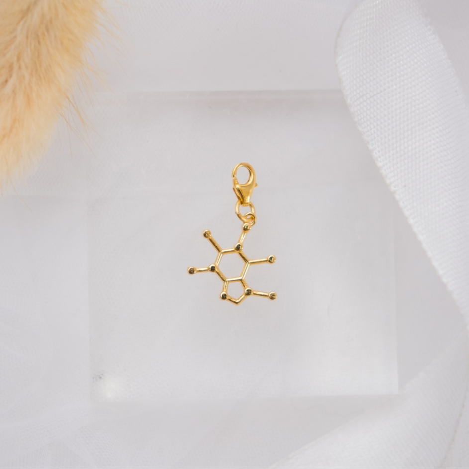 Caffeine molecule gold charm bracelet - chemistry inspired jewellery for coffee lovers | My Chemical Gift