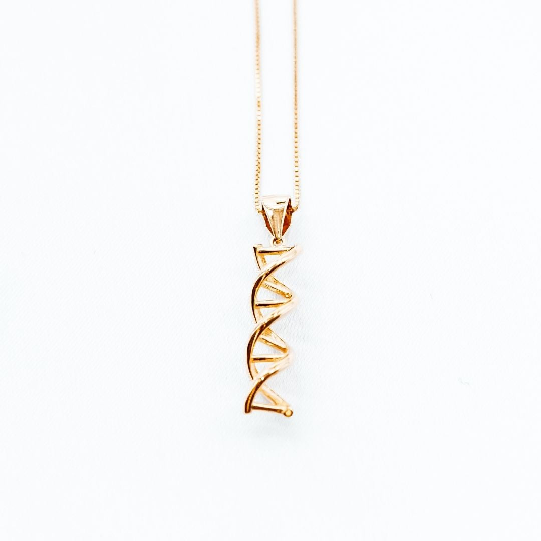 DNA double helix necklace in gold - chemistry inspired jewellery gift for science lovers | My Chemical Gift