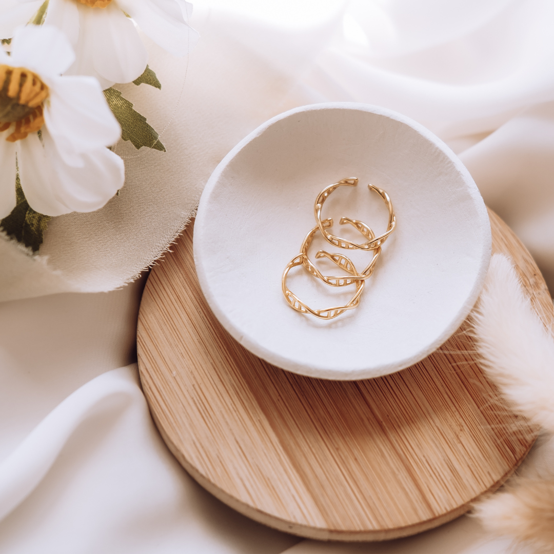 DNA double helix ring in gold - chemistry inspired jewellery gift for science lovers | My Chemical Gift