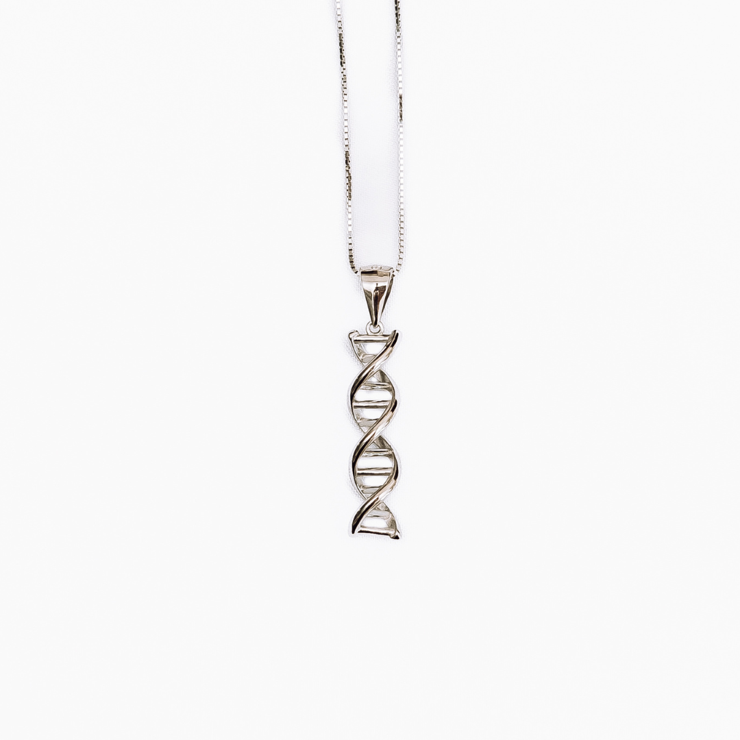 DNA double helix necklace in silver - chemistry inspired jewellery gift for science lovers | My Chemical Gift