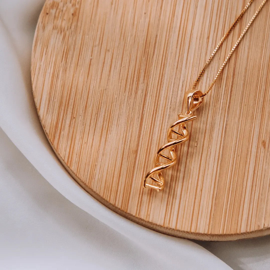 DNA double helix necklace in gold - chemistry inspired jewellery gift for science lovers | My Chemical Gift