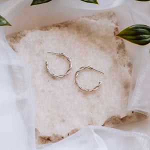 DNA double helix hoop earrings in silver - chemistry inspired jewellery for science lovers
