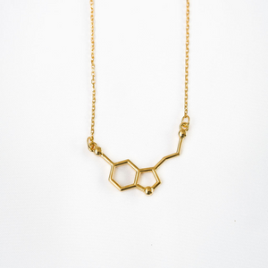 gold serotonin molecule necklace