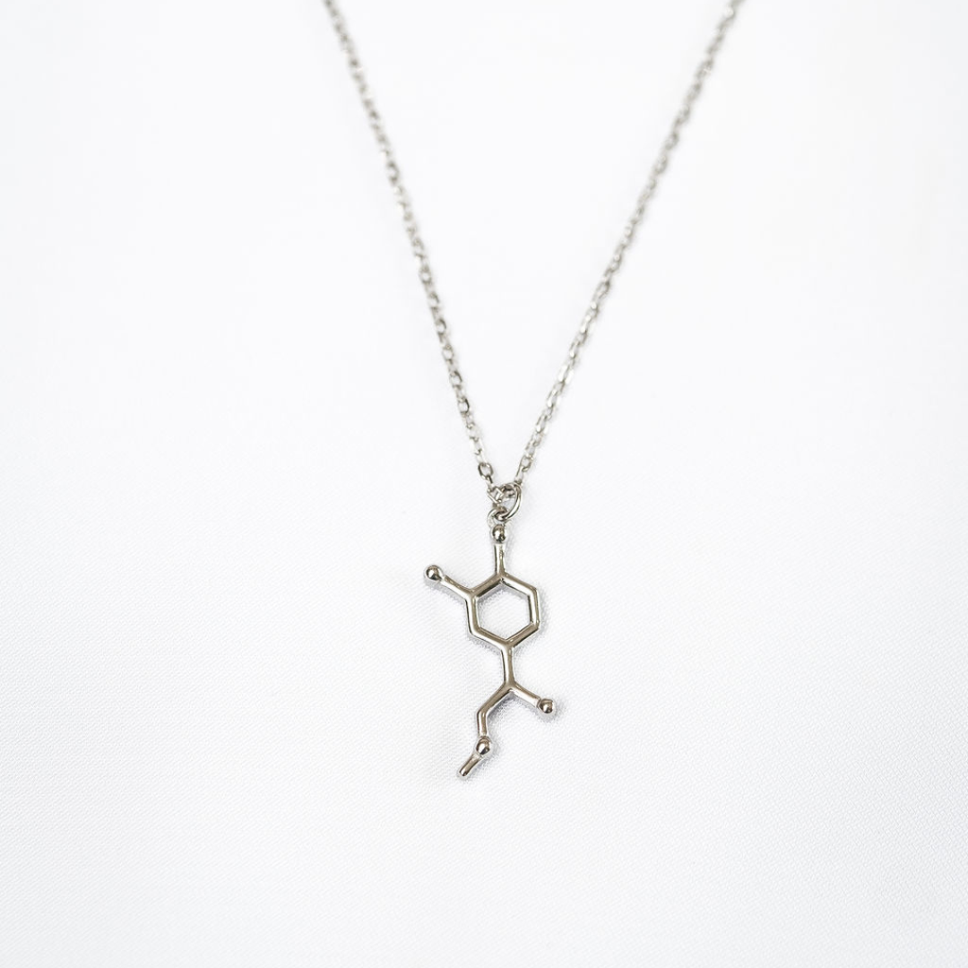 silver adrenaline molecule necklace