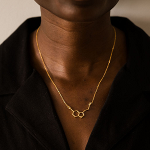 gold serotonin molecule necklace