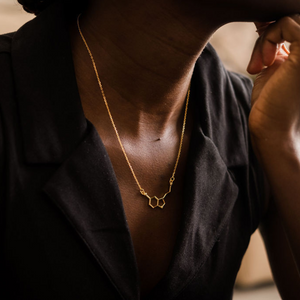 sterling silver with 18ct gold plated serotonin molecule necklace