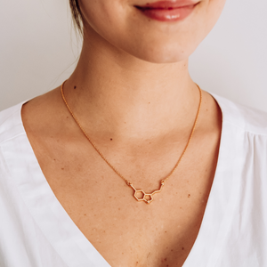 gold serotonin molecule necklace