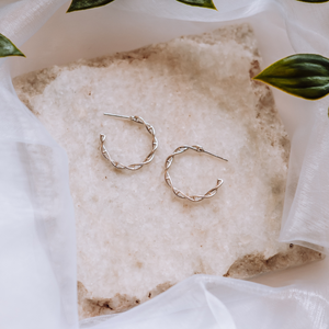 Sterling silver DNA helix hoop earrings