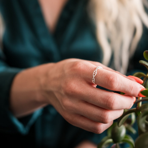 Silver DNA helix ring