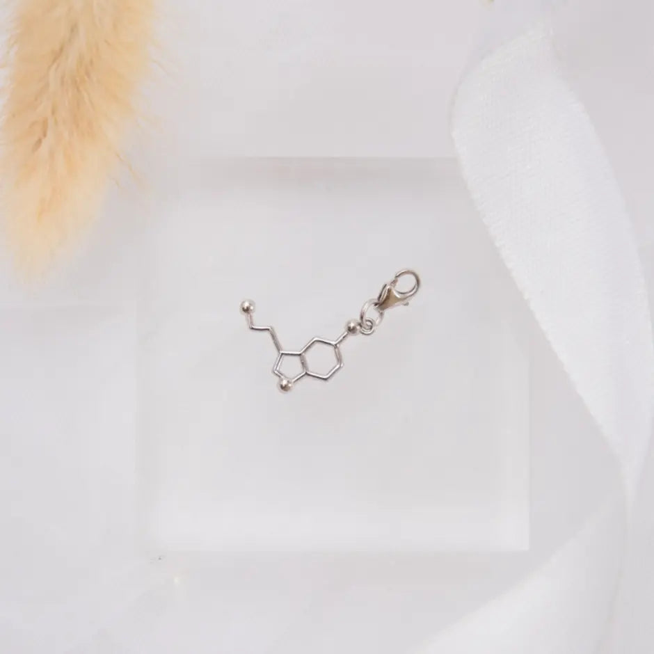 Serotonin molecule silver charm bracelet - chemistry inspired jewellery for science lovers 