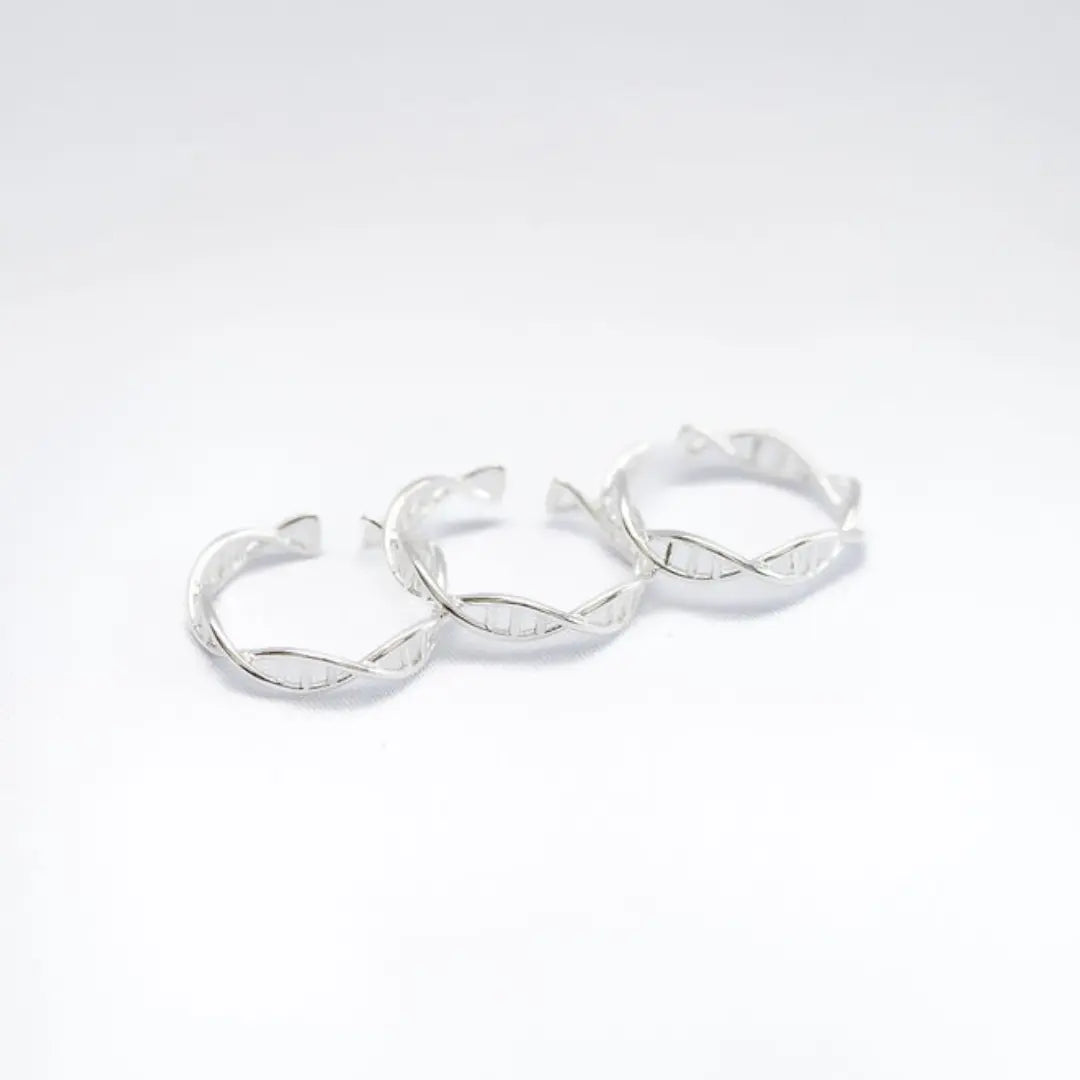 DNA double helix ring in silver - chemistry inspired jewellery gift for science lovers 