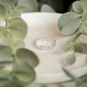DNA double helix ring in silver - chemistry inspired jewellery gift for science lovers 