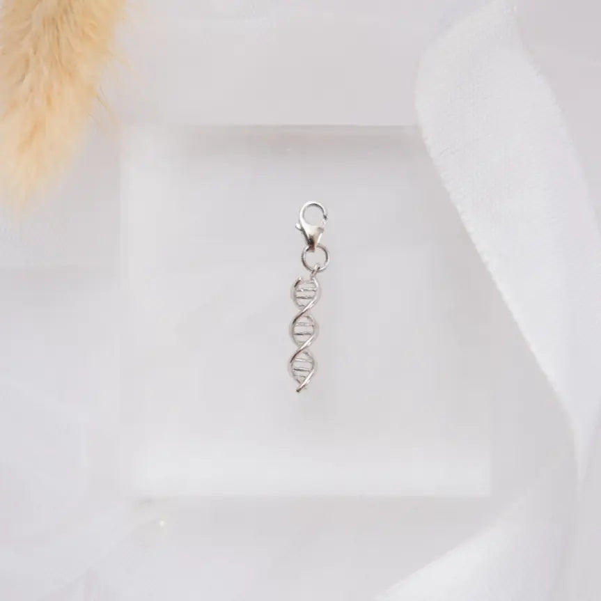 DNA double helix silver charm bracelet - chemistry inspired jewellery 