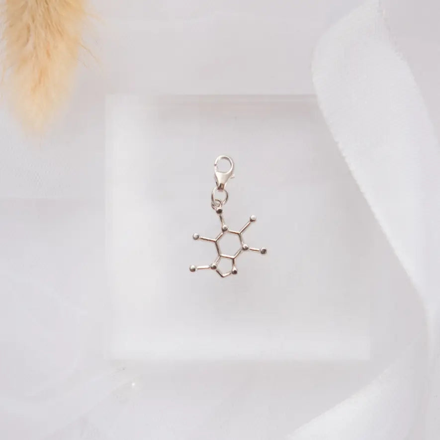 Caffeine molecule silver charm bracelet - chemistry inspired jewellery for coffee lovers 