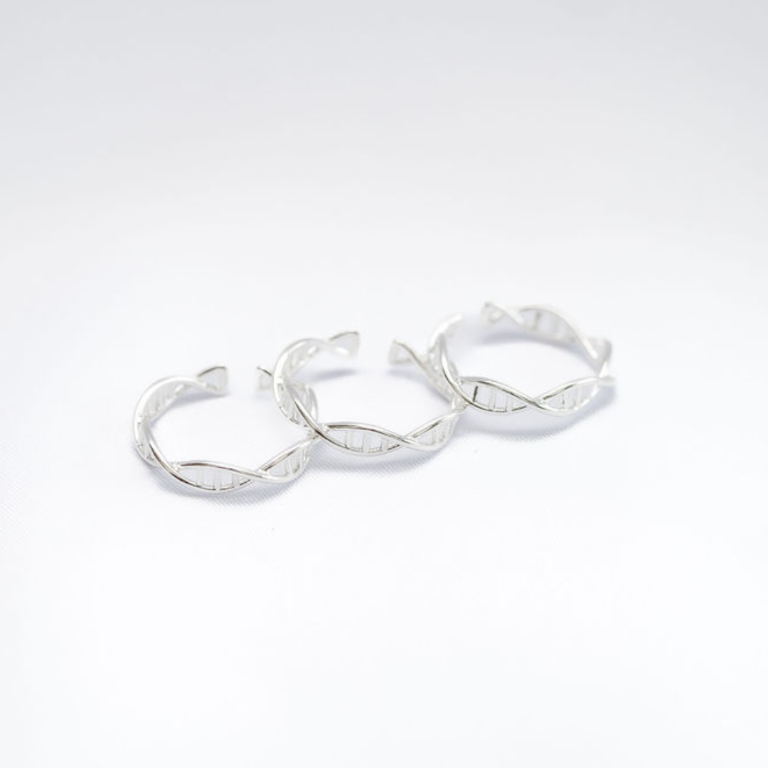 DNA double helix ring in silver - chemistry inspired jewellery gift for science lovers | My Chemical Gift
