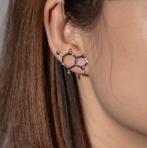 Caffeine molecule earrings in silver - chemistry inspired jewellery gift for coffee lovers 
