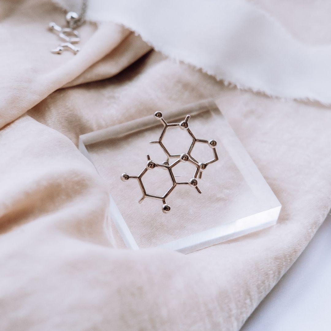 Sterling Silver caffeine molecule earrings 