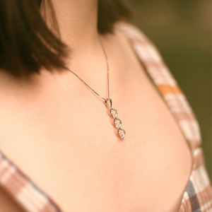 Silver DNA helix necklace