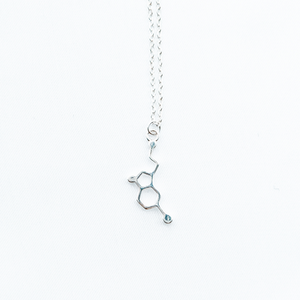 Sterling silver serotonin molecule necklace