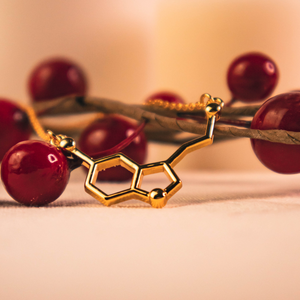 gold serotonin molecule necklace