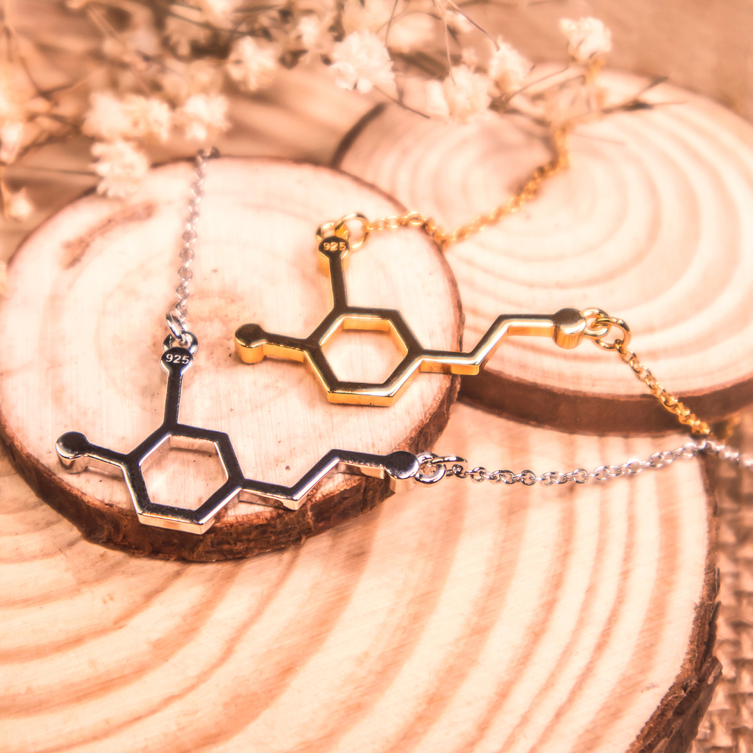 Silver dopamine necklace