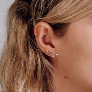 Silver serotonin molecule earrings