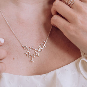 Silver oxytocin molecule necklace